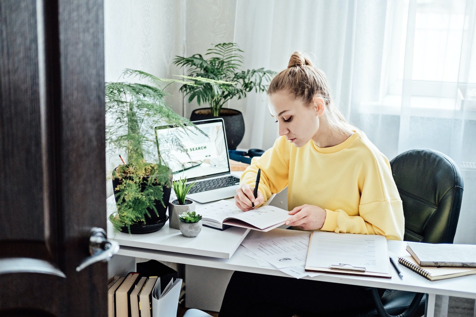 Job search websites. Job Search Engines and Boards. Young Student woman browsing work opportunities